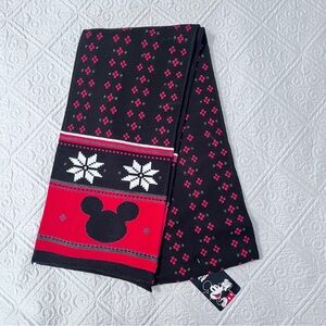 Disney Black and Red Winter Scarf with Mickey Motif